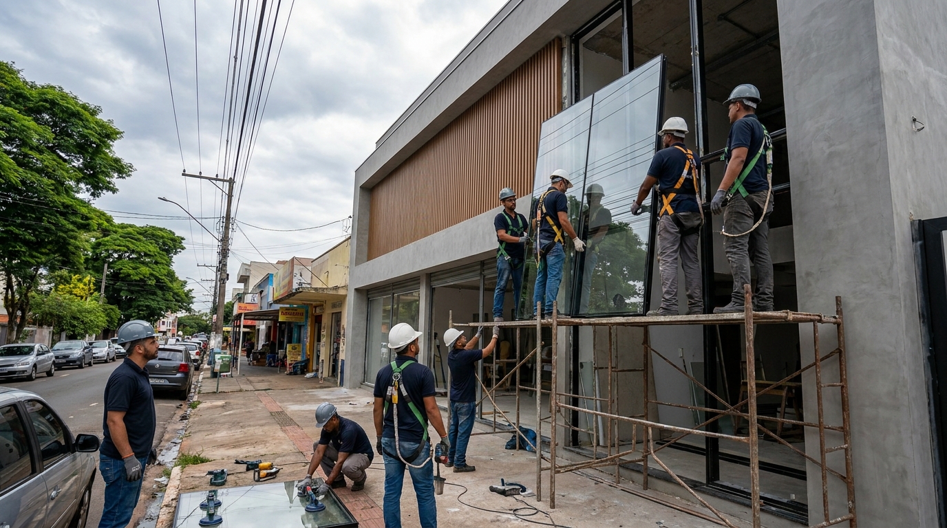 Fachada pele de vidro em Jaraguá do Sul‑SC