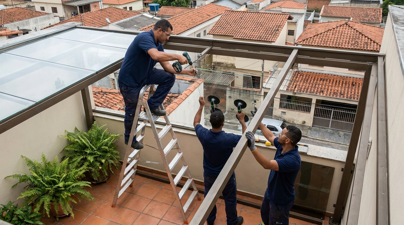 Instalação de cobertura de policarbonato em Boa Vista‑RR